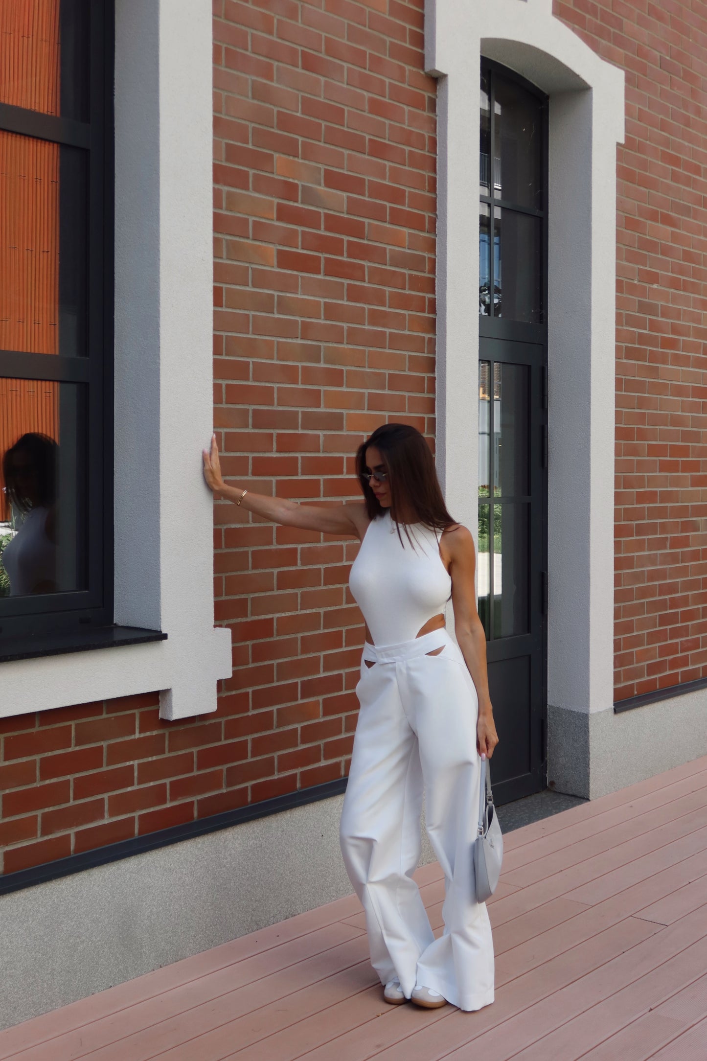 Cut-Out Body & High-Waisted Wide-Leg Pants