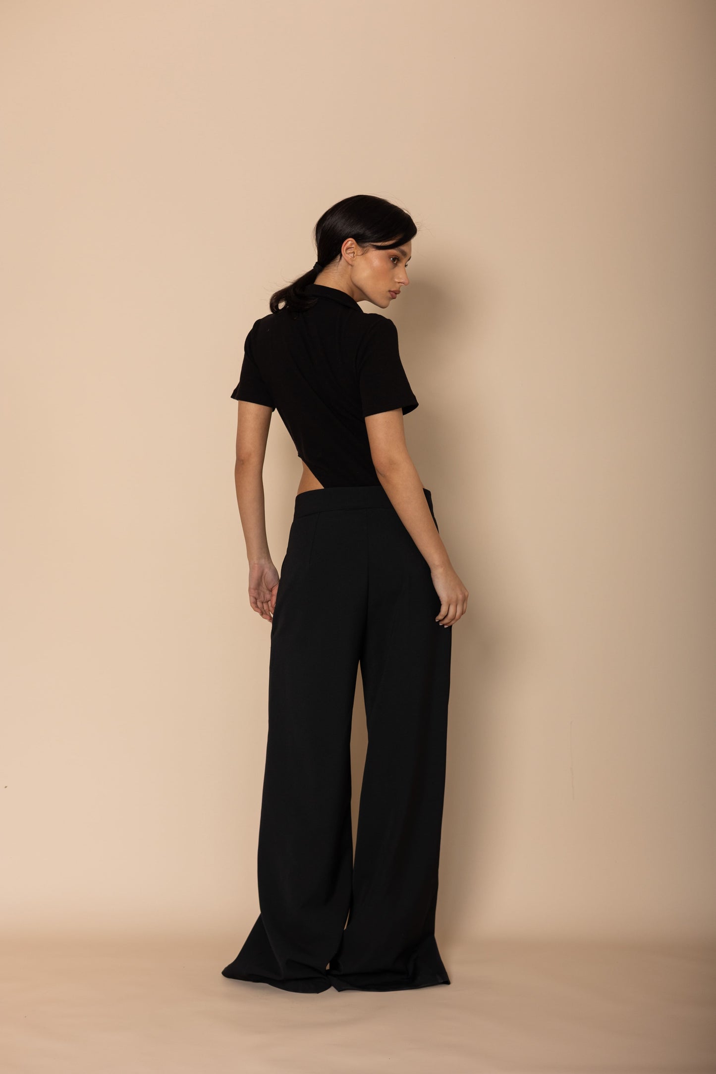 Cut-Out Body & High-Waisted Wide-Leg Pants