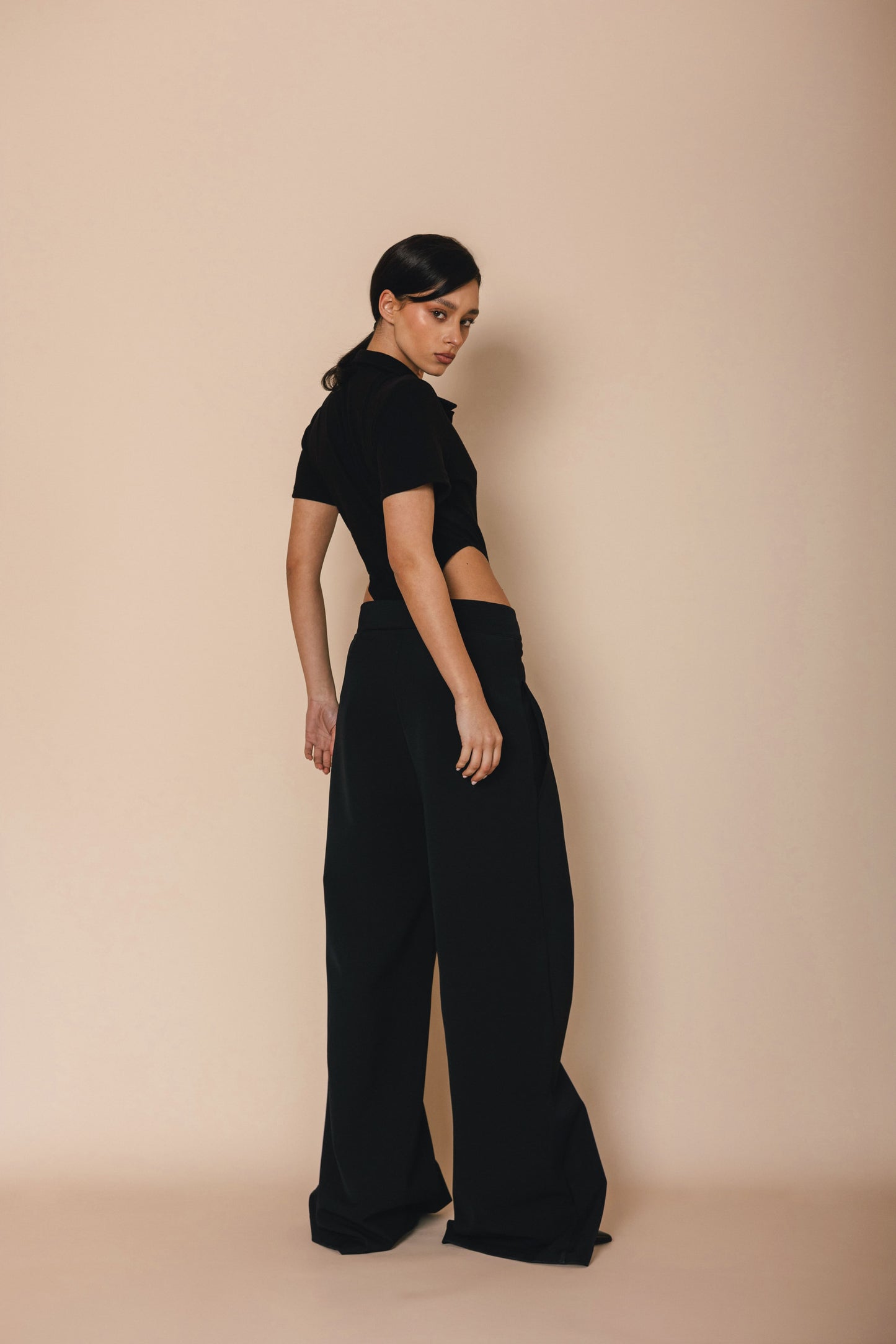 Cut-Out Body & High-Waisted Wide-Leg Pants