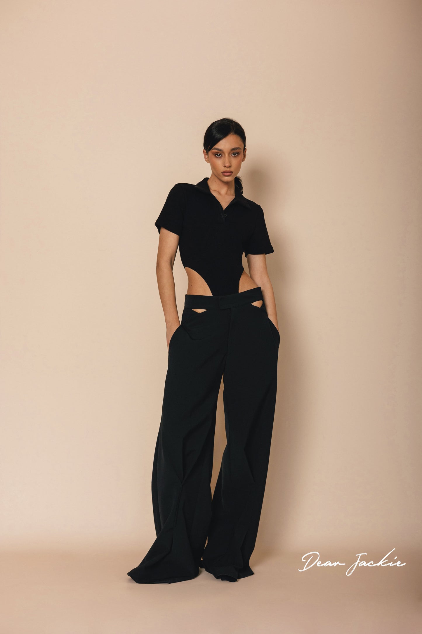 Cut-Out Body & High-Waisted Wide-Leg Pants
